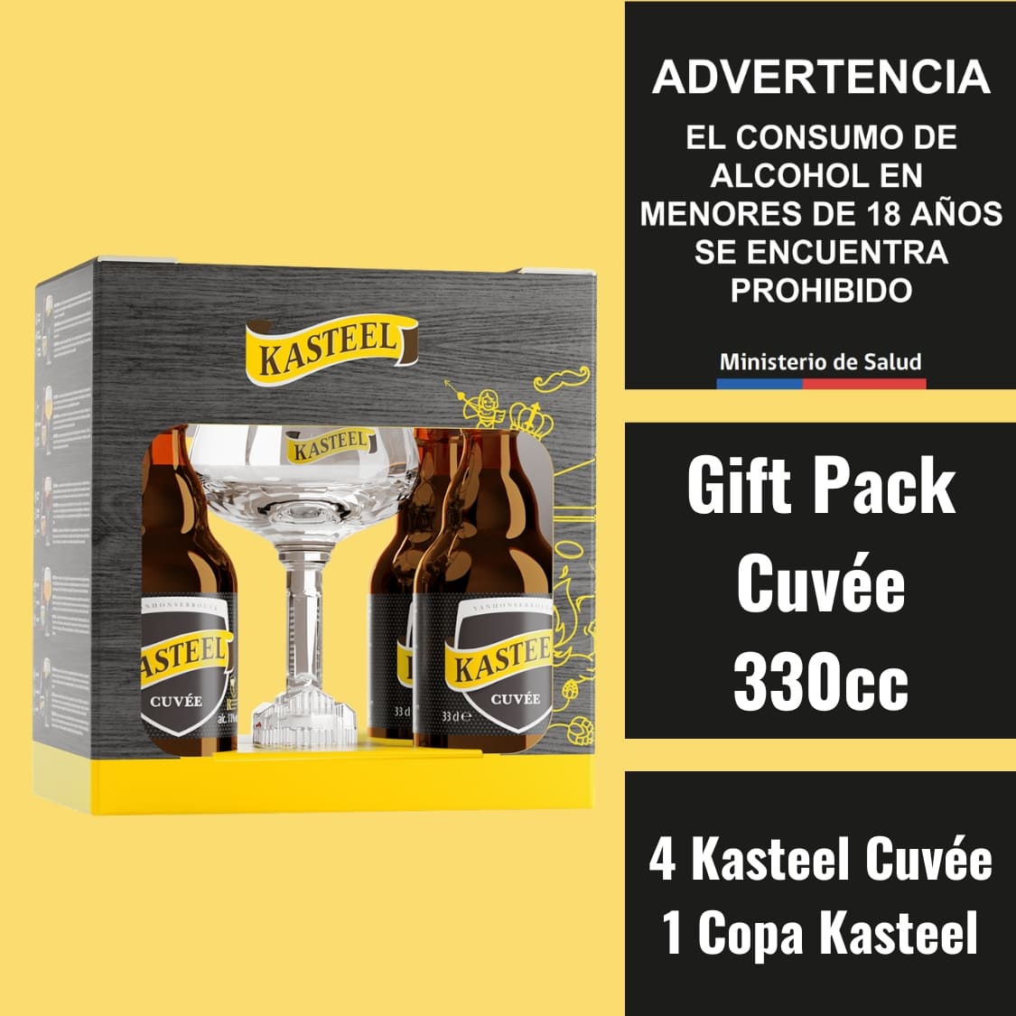 Gift pack Kasteel - 4 Cuvée Du Chateau 33cl + Copa de regalo