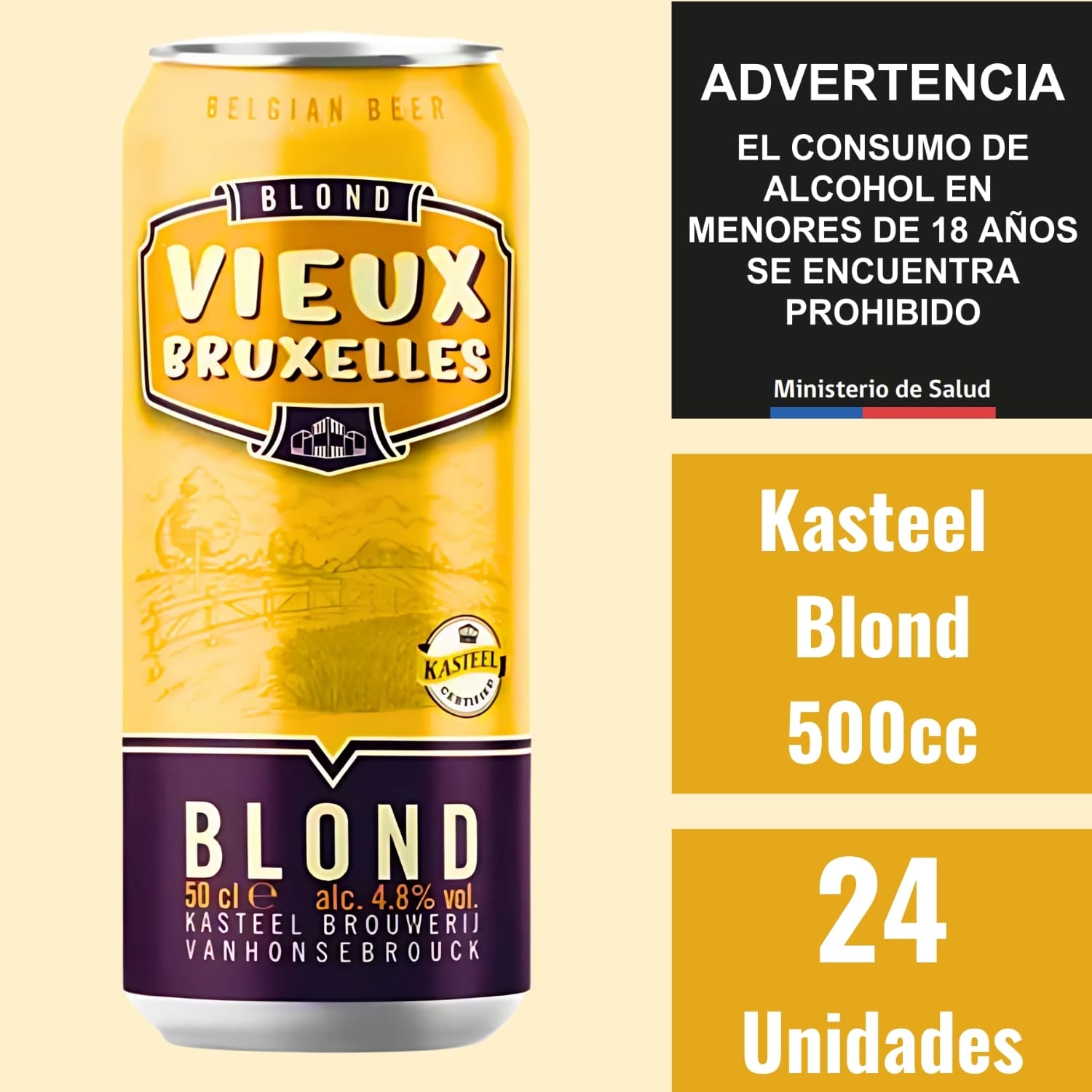 Kasteel Blond Vieux Bruxelles 500 cc - Caja 24 Cervezas