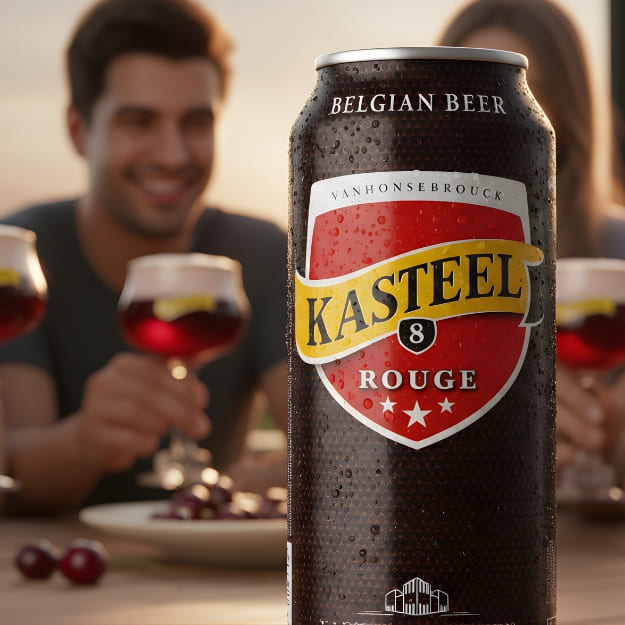 Kasteel Rouge Lata 500cc 6 Und. + Caja de Copas Kasteel 6 Und.