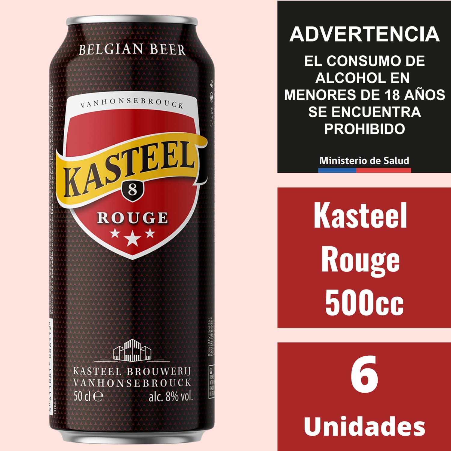 Kasteel Rouge Lata 500cc Caja 6 Cervezas