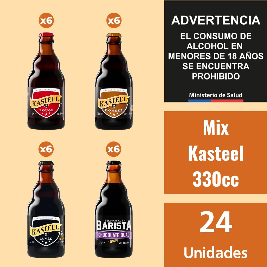 Mix Cervezas Kasteel 330ml 24 Unidades