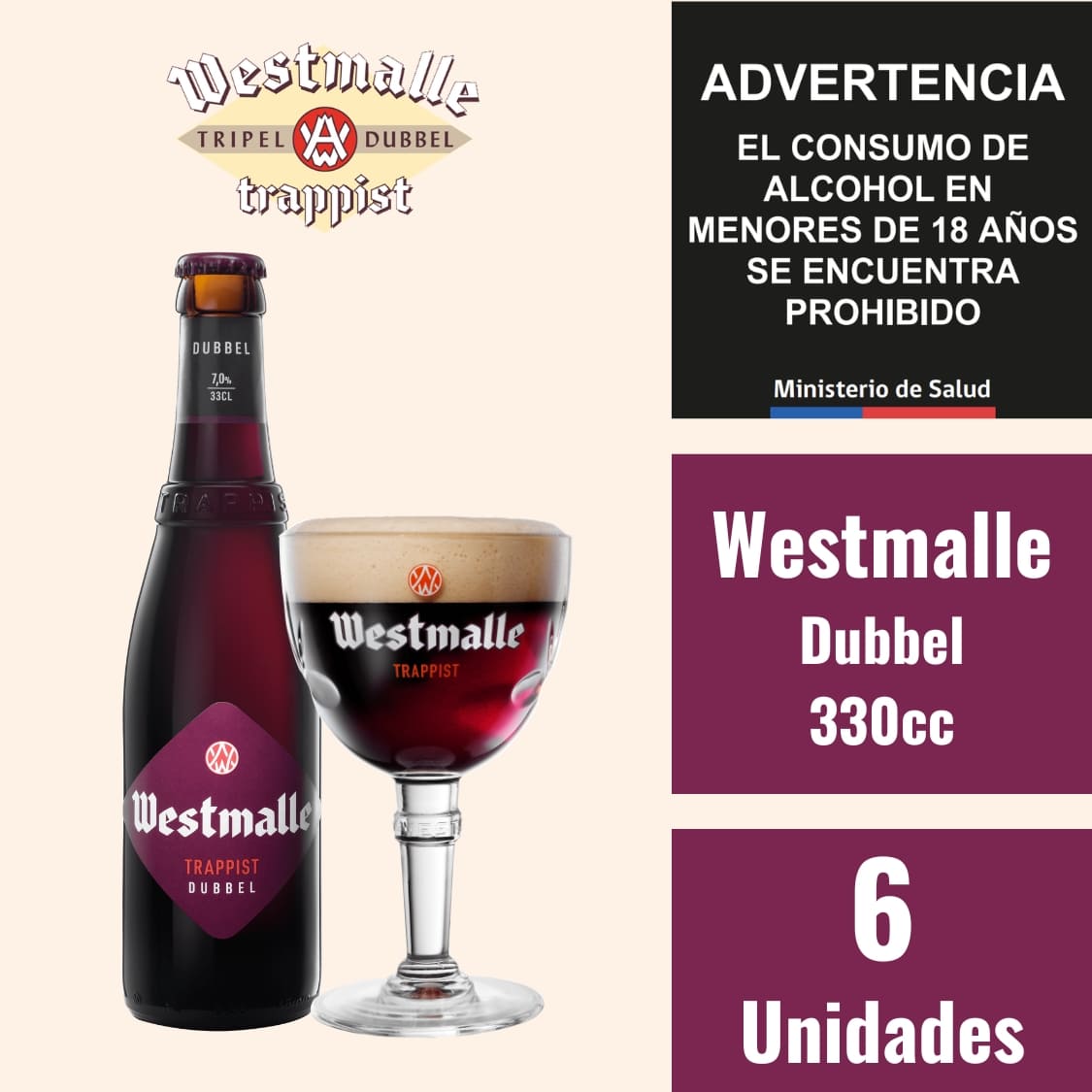 Westmalle Dubeel 330cc Caja 6 Cervezas