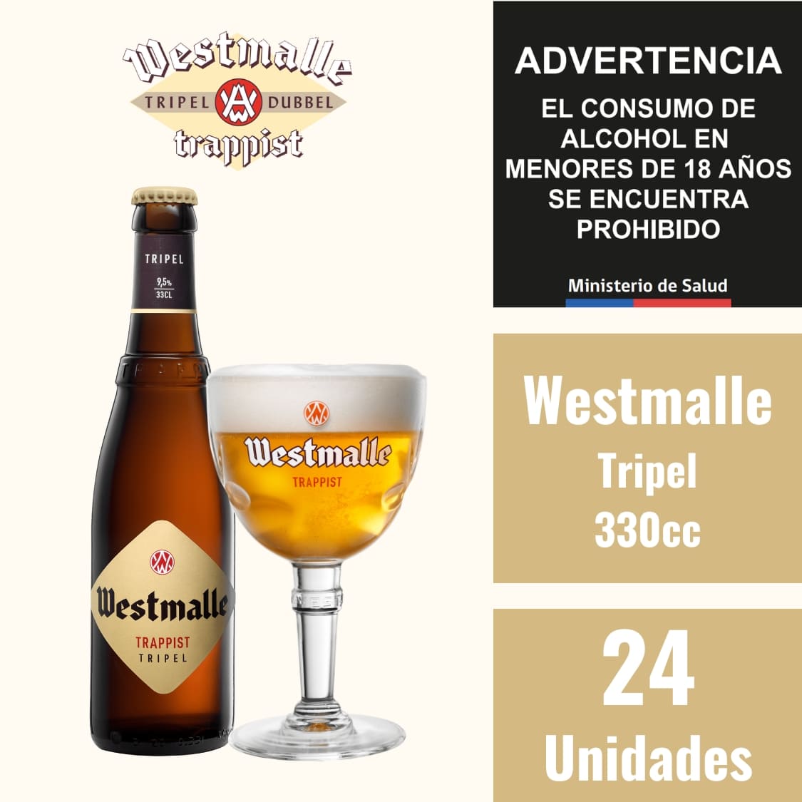 Westmalle Tripel 330cc Caja 24 Cervezas