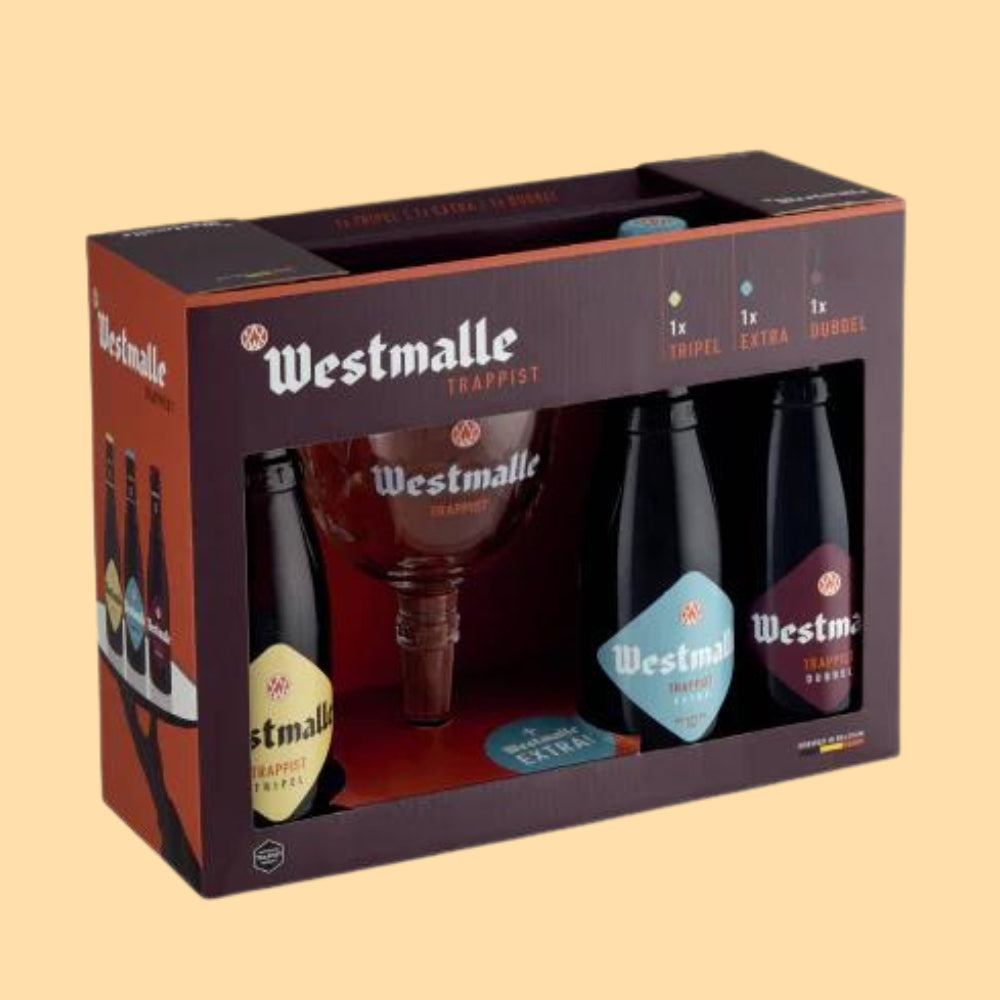 Gift pack Westmalle 1 Dubbel + 1 Trippel 330cc + 1 Extra 330cc + 1 Copa de regalo